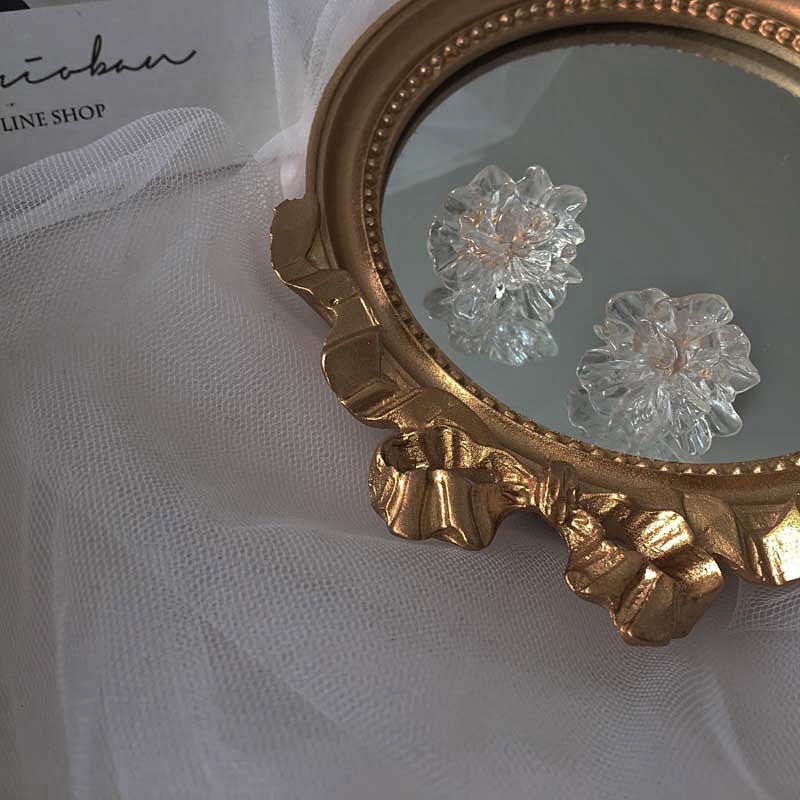 Khuyên tai hình bông hoa đính đá pha lê phong cách vintage