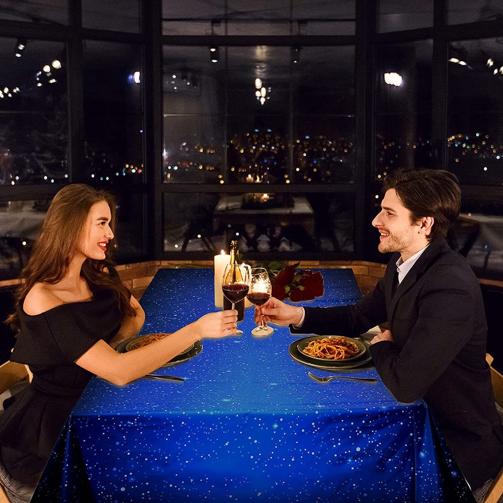 Khăn Trải Bàn Bằng Nhựa Họa Tiết Bầu Trời Sao/Mặt Trăng/Ngôi Sao 1.37MX2.74M