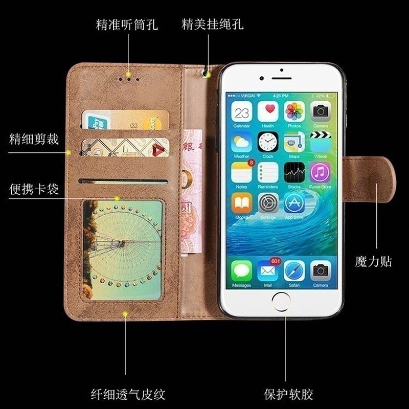 Bao da điện thoại màu trơn phong cách cổ điển cho Iphone 6 6S 6Plus 6SPlus 7 8 7Plus 8Plus 5 5S SE | BigBuy360 - bigbuy360.vn