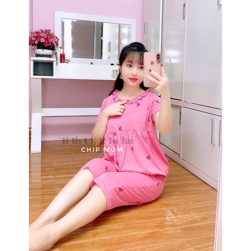 Bộ Bầu Hè Và Cho Con Bú B26 - Có Khoá Ti Kéo 2 Bên Tiện Lợi - Hàng Cotton Loại 1 Chuẩn Đẹp Mềm Mát Co Giãn 4 Chiều