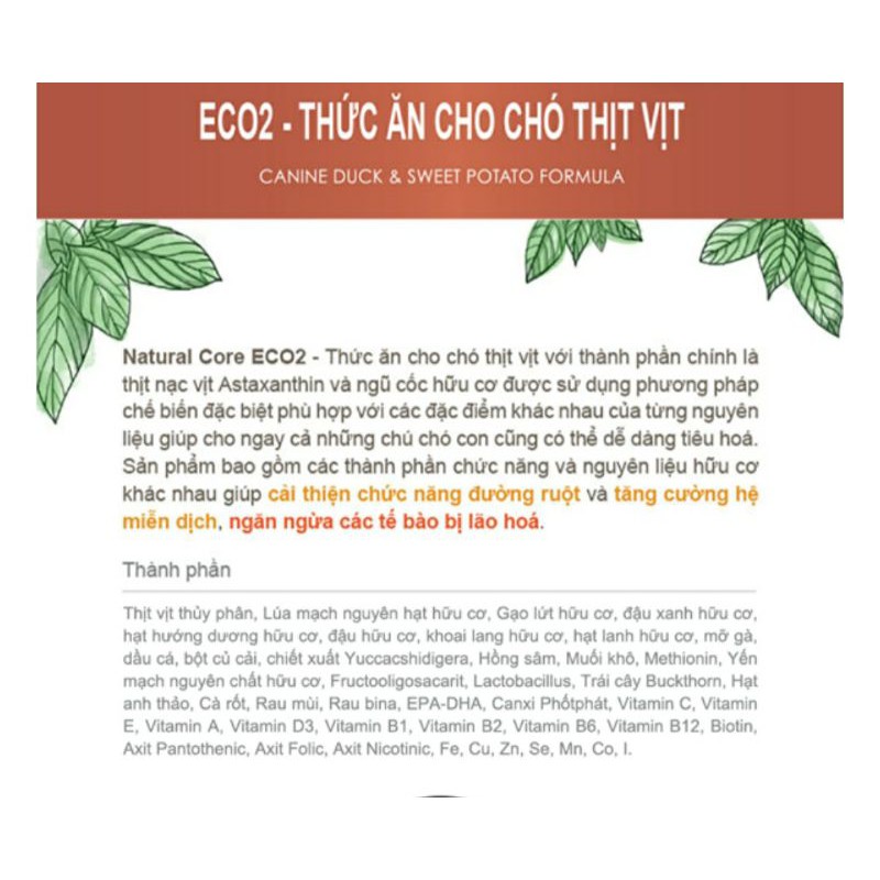 [Kèm deal 0Đ] 1kg Thức ăn cho chó vị vịt Natural Core