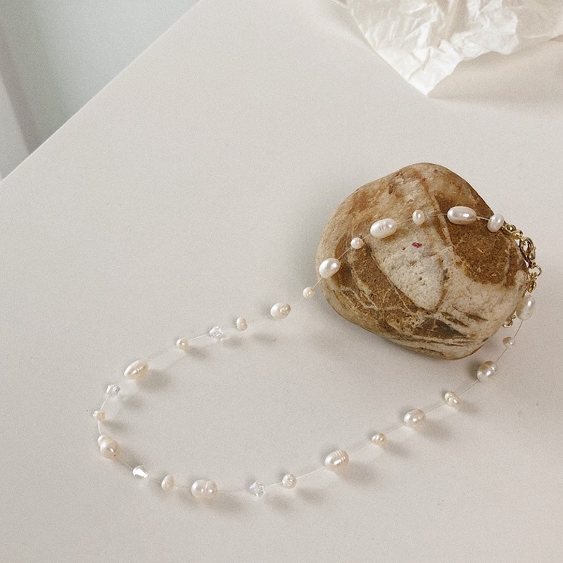 Vòng Cổ Choker Đính Hạt Ngọc Trai Nước Ngọt Tự Nhiên Cho Nữ