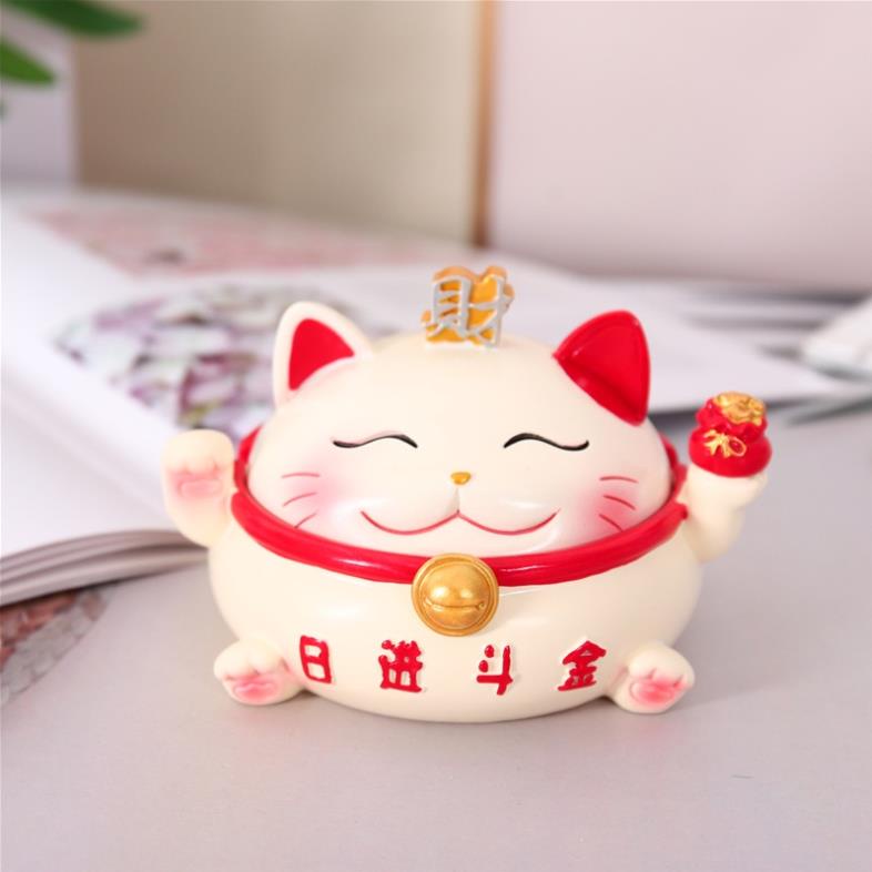 Gạt Tàn Thuốc Hình Mèo Thần Tài Có Nắp Đậy Để Bàn Làm Việc Tại Nhà
