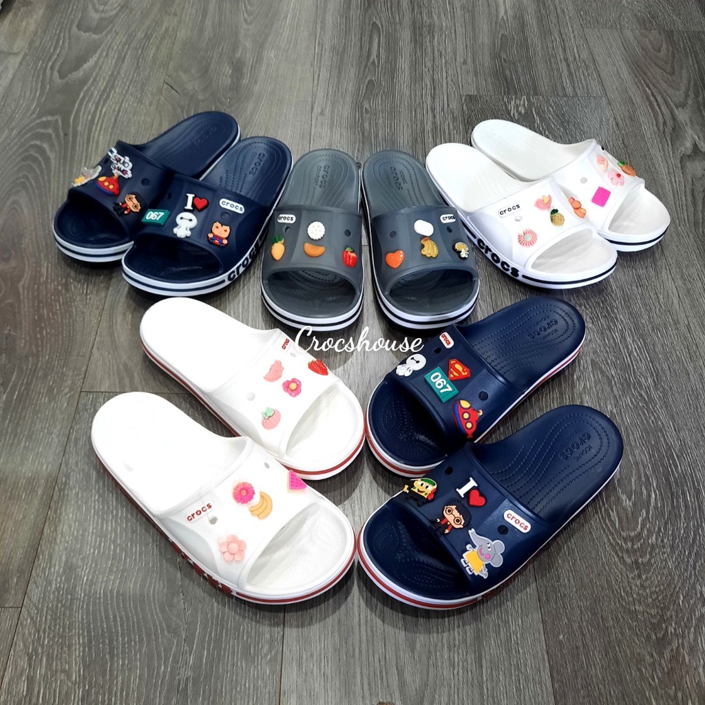 ( Cao cấp) Dép quai ngang crocs baya nam nữ tặng kèm jibbitz 2d gắn dép - Crocs house