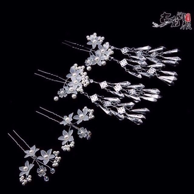 Trâm cài tóc cổ trang Full sét 4 món