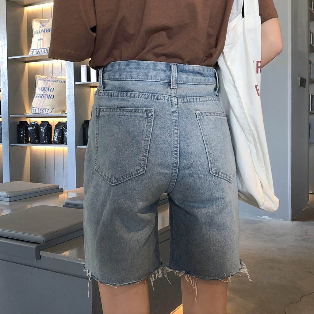 [SẴN] Quần shorts lửng jean nữ Ulzzang Quảng Châu QLJ51