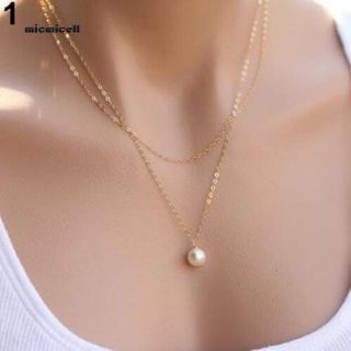 Dây chuyền 2 tầng hạt ngọc mạ vàng
