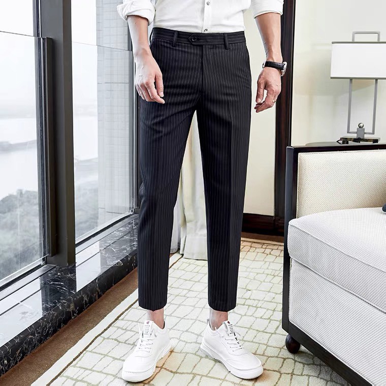 Quần Âu Phối Kẻ Sọc Nam 💕1𝖍𝖆𝖓𝖉💕 Quần Nam Kiểu Dáng Slim Trẻ Trung, Ống Đứng Xếp Li Ôm Dáng - Mặc Là Đẹp - Mã QPKS | BigBuy360 - bigbuy360.vn
