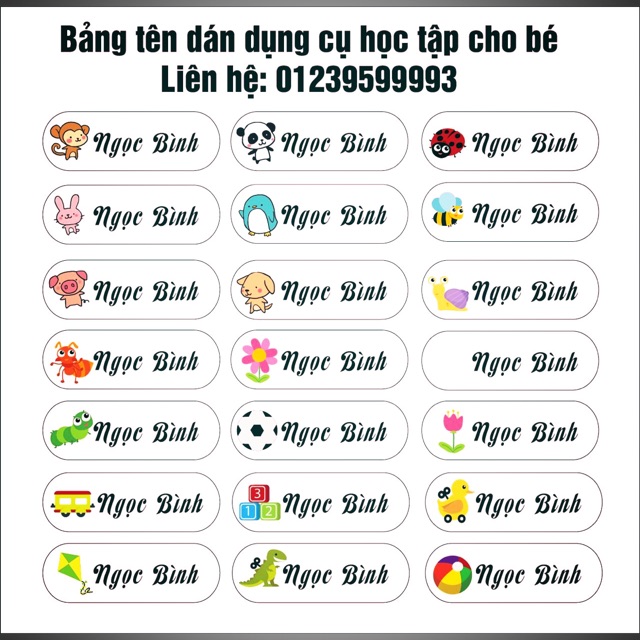 Tem dán dụng cụ học tập 5 tập/set