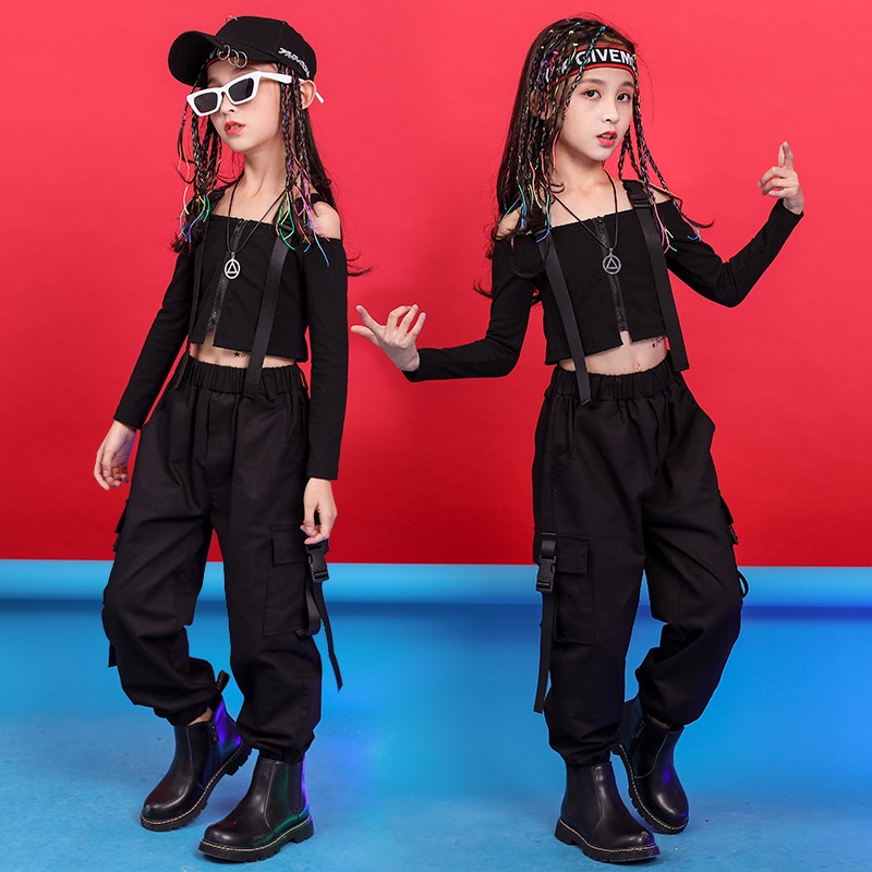 1 Bộ Trang Phục Nhảy Hip-Hop Đường Phố Jiaai Cá Tính Hợp Thời Trang Cho Bé Gái.A3