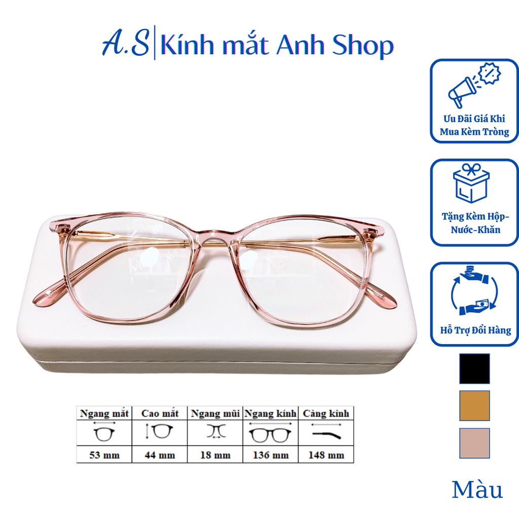 Gọng kính cận bầu thời trang chất liệu nhựa kết hợp kim loại 1889