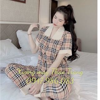 Bộ đồ ngủ Pyjama dài tay + cộc tay bộ Buberry hot hit