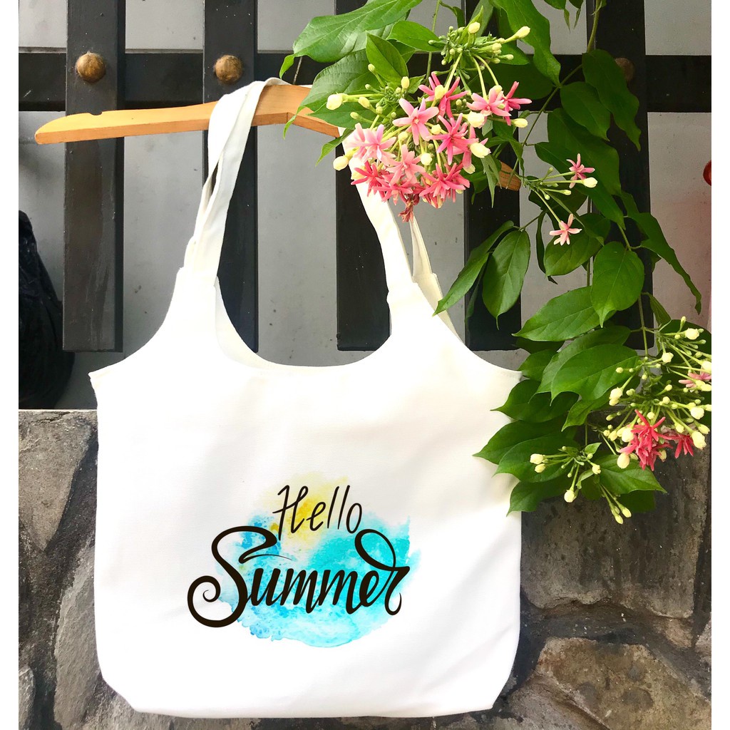 TOTE CANVAS SUMMER FORM TRÒN TÚI VẢI ĐEO VAI BAG NÚT BẤM SIZE LỚN AOMIVN DU LỊCH DẠO PHỐ CÁ TÍNH