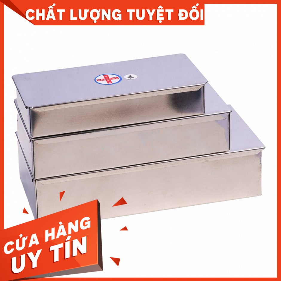 Hộp Inox chữ nhật đựng dụng cụ y tế, spa làm đẹp các cỡ