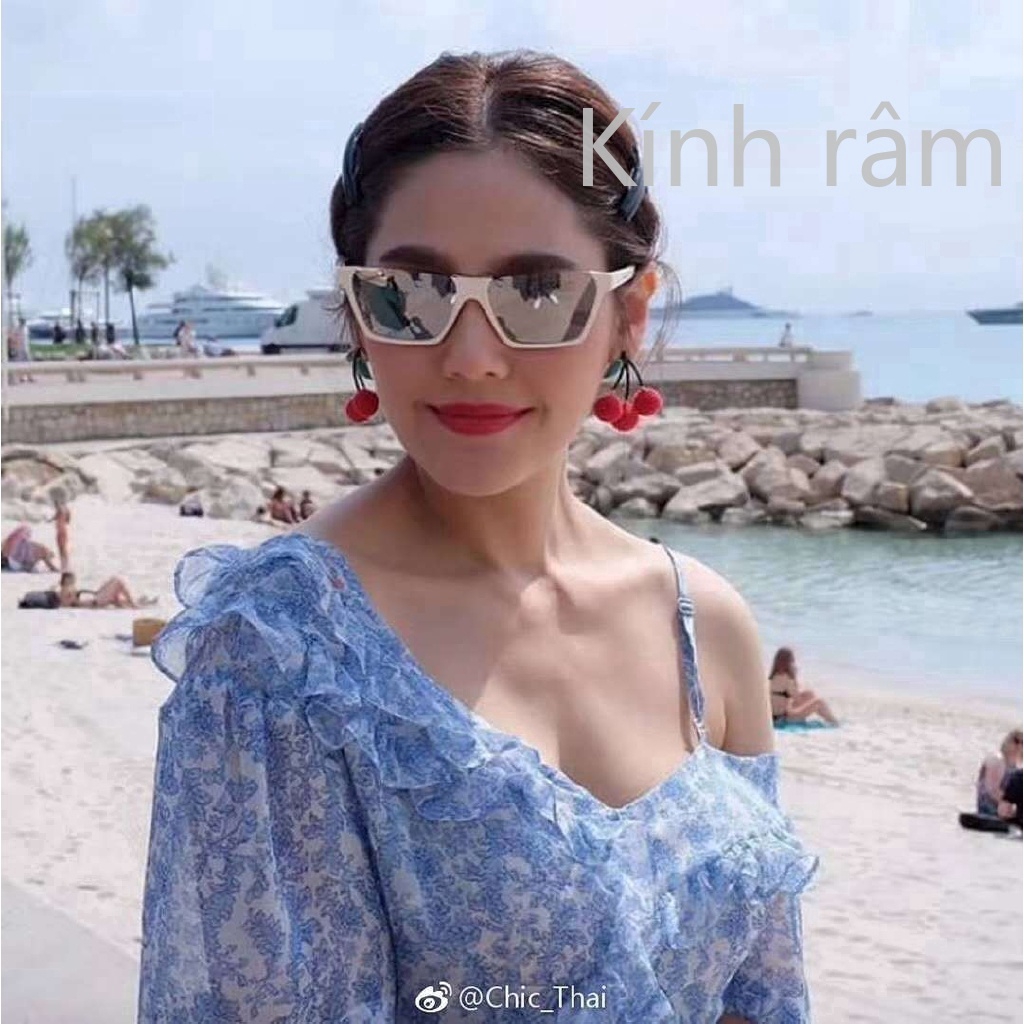 Kính mát mắt mèo kiểu nửa gọng hợp thời trang cho nữ