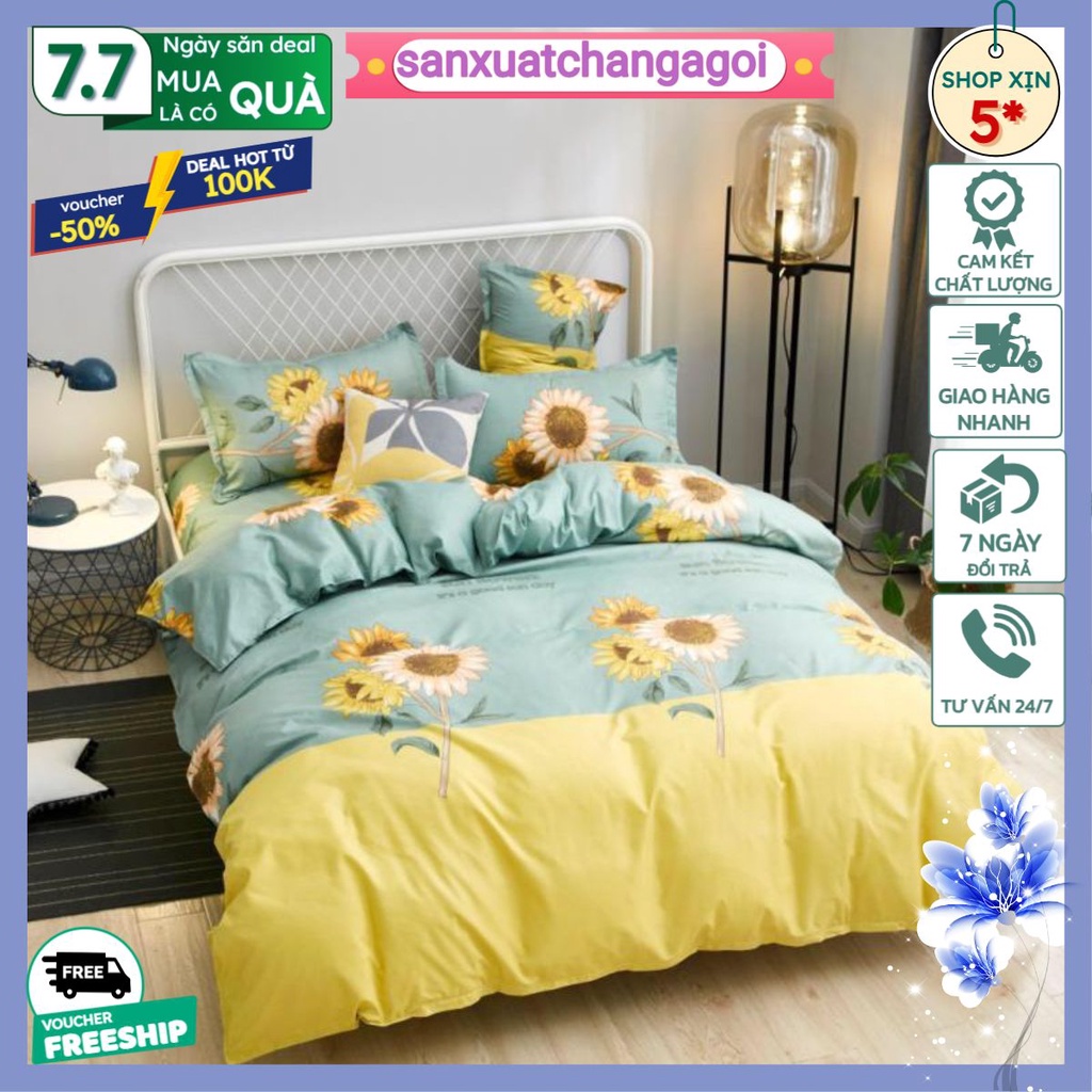 Ga Trải Giường Bo Chun Sẵn 1m2x1m9,1m4x2m,1m6x2m,1m8x2m,hoa hướng dương