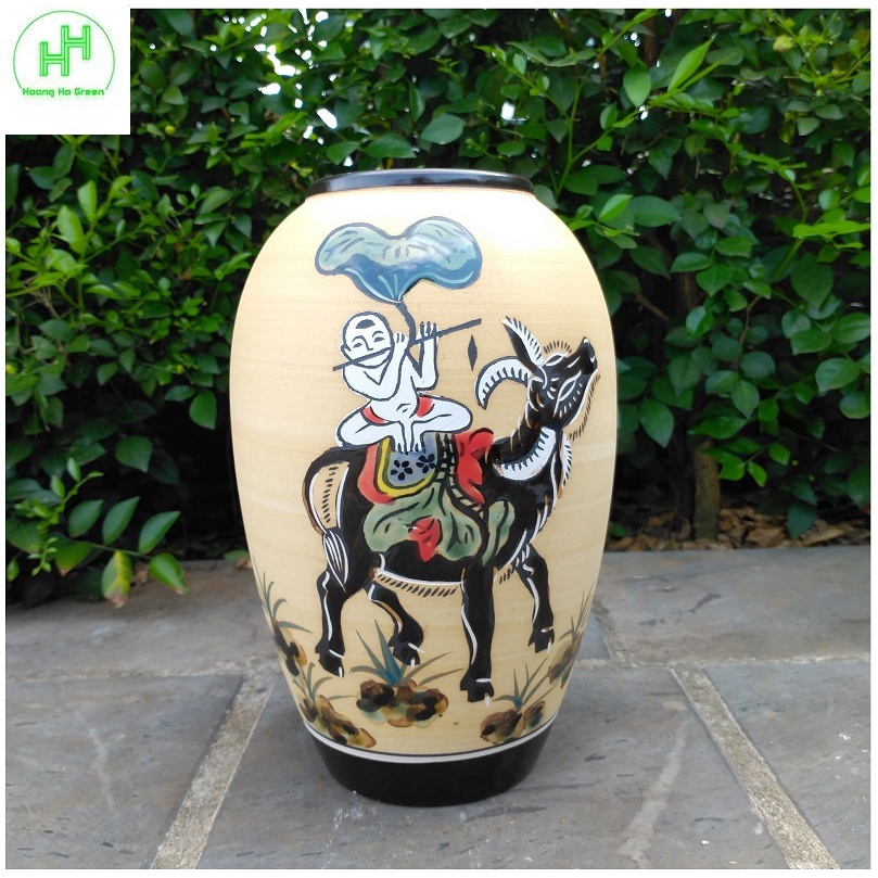 Bình cắm hoa, Bình trang trí nhà cửa, Chất liệu gốm sứ Bát Tràng, KT: 23x8cm, MH: VẠI_01