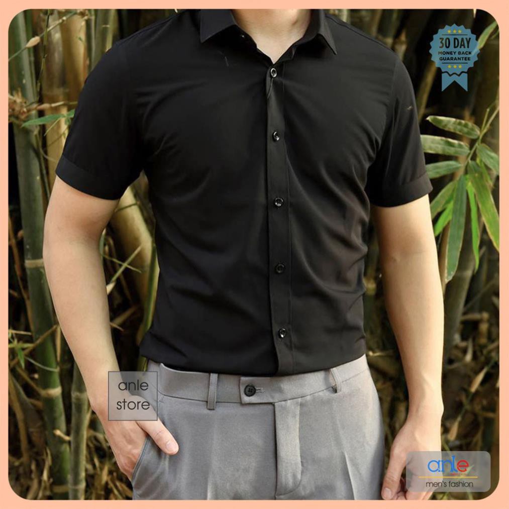 Áo sơ mi nam Ngắn tay Louis Công sở form Slimfit Cotton lụa cao cấp hàng hiệu cộc tay kiểu dáng ôm - Anle Store 😘