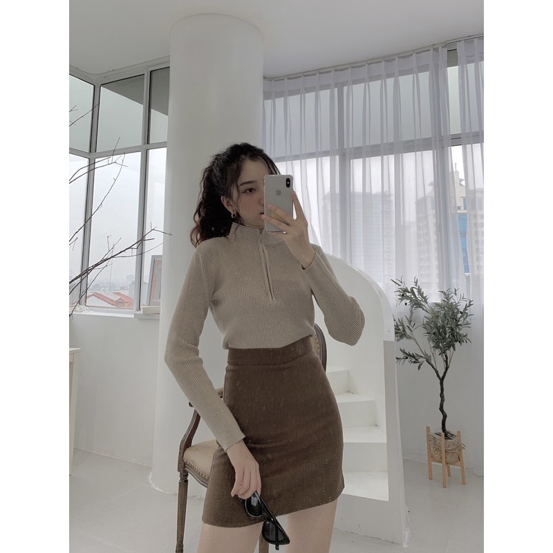 CHÂN VÁY CHỮ A GÂN GIỮA