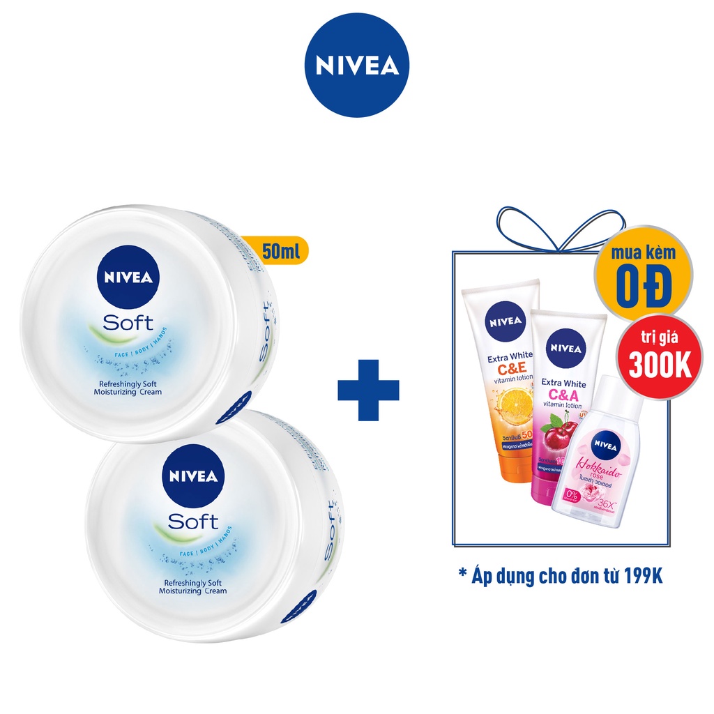 Bộ đôi Kem dưỡng làm mềm da NIVEA Soft Crème 50ml/hũ - 89054