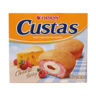 Hộp bánh bông lan Kem phô mai dâu Custas 23.5g x 12 cái
