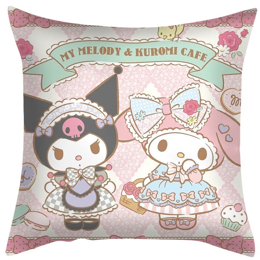 Vỏ Gối Vuông 45x45cm Họa Tiết Hoạt Hình My Melody Kuromi Dễ Thương