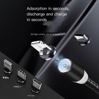 Cáp sạc từ hút nam châm đầu iphone | micro usb | type c xoay 360 độ dây dù