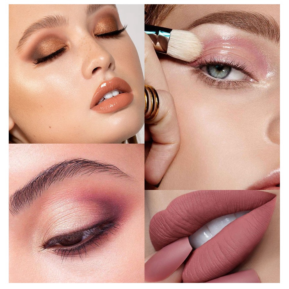 [Hàng mới về] Bộ Mỹ Phẩm Trang Điểm Popfeel Gồm Phấn Mắt / Son Môi / Bút Kẻ Lông Mày / Mút Trang Điểm Và Túi Đựng | BigBuy360 - bigbuy360.vn