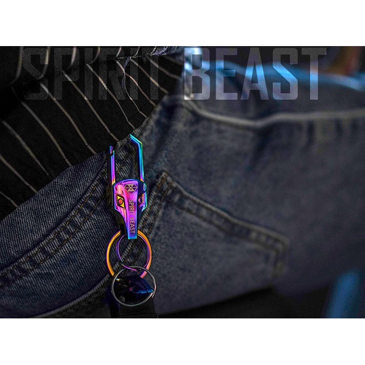 Móc Chìa Khóa Ô Tô Xe Máy Cao Cấp Spirit Beast Chính Hãng Treo Vào Đai Nịt Quần Xi Màu Titan Titanium Xanh Tím