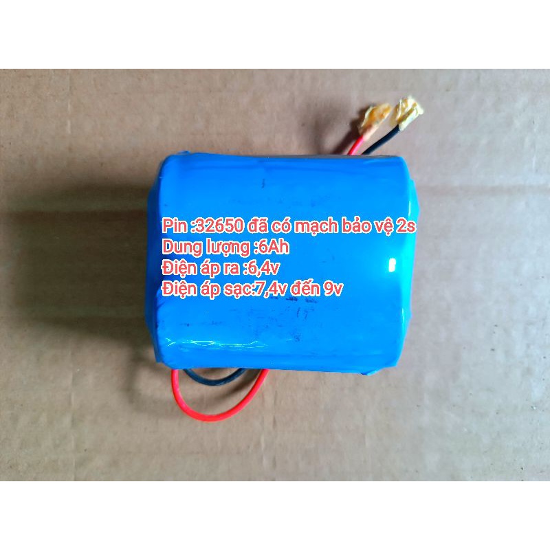 Pin 32650 điện áp 6,4v đã có mạch bảo vệ 2s