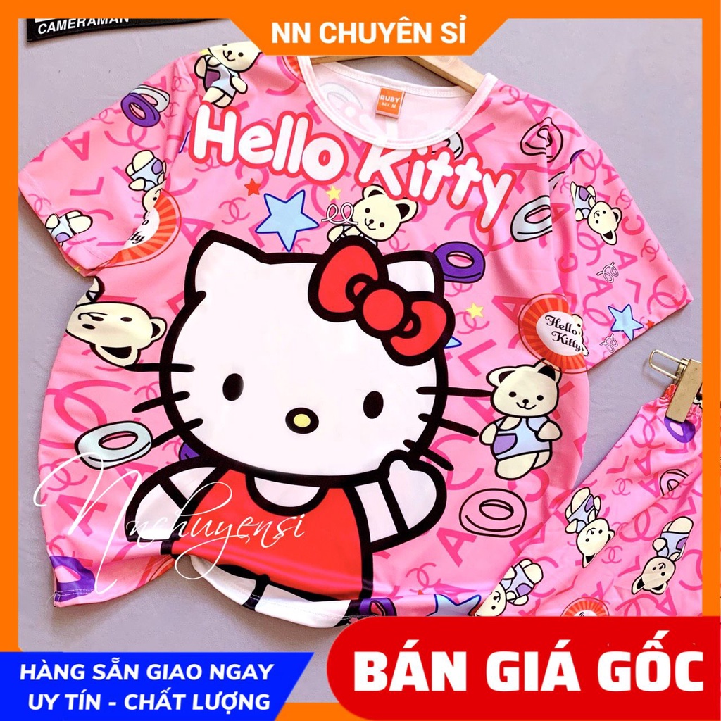 Đồ bộ bé gái size 7kg đến 70kg chất thun mềm mát in hình hello kitty hoạt hình dễ thương DBRBD FULL SIZE
