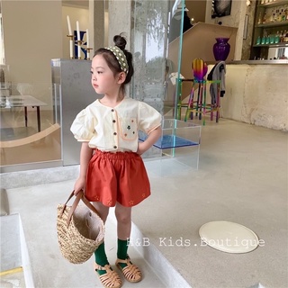 Set áo lửng phối quần cam hot hit bé gái
