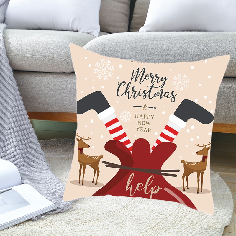 Vỏ Gối Vuông Họa Tiết Giáng Sinh Trang Trí Nội Thất Ốp
