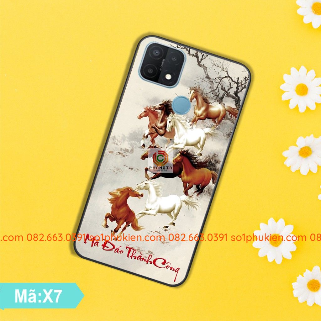 Ốp lưng ép kính Oppo A15 hình thư pháp, cá koi, hổ nhiều mẫu đẹp