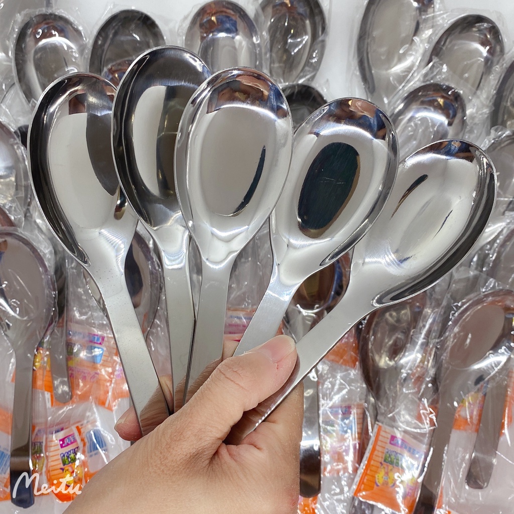 Combo 2 cái muỗng inox 304 cán dài 17cm dày dặn