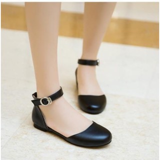 Giày sandal bít mũi da lì tròn SD-0180