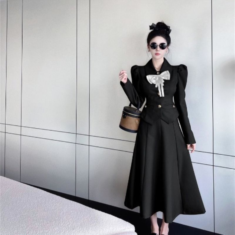 Áo tay phồng/chân váy/set thời trang thanh lịch dành cho nữ