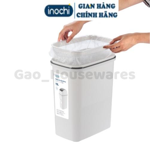 [FreeShip] Thùng rác nắp lật 10L (có lõi) inochi, nhựa nguyên sinh, ngăn mùi hôi, kháng khuẩn - Giao màu ngẫu nhiên