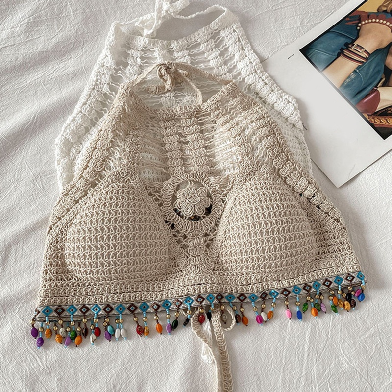 Brroa Áo Bra Dệt Kim Phối Tua Rua Phong Cách Boho Quyến Rũ Cho Nữ