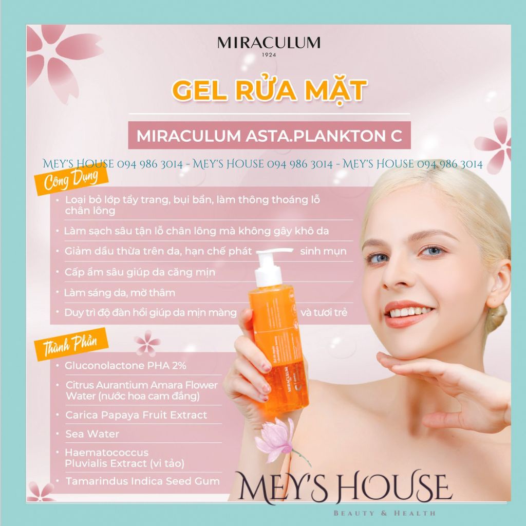 Gel Rửa Mặt - MIRACULUM Asta.Plankton C, Sữa Rửa Mặt Trắng Da dạng Gel