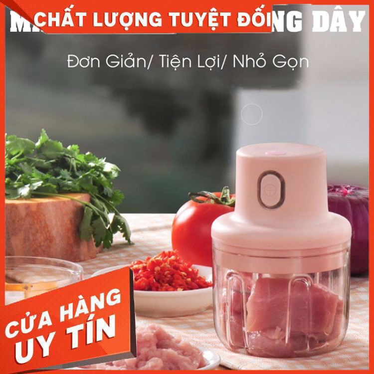 HÀNG CAO CẤP -  Máy xay mini cầm tay đa năng sạc pin cao cấp xay tỏi ớt, hành, rau củ quả dung tích 250ml đánh giá 5sa