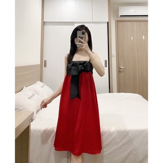 Váy lụa 2 dây ngực nơ