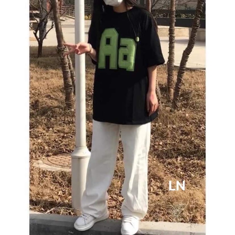 Set Quần Dài Trắng suông Áo Forget, AA[FREESHIP] Bộ đồ culottes trơn  kèm thun form rộng tay lỡ in hình vintage Ulzzang