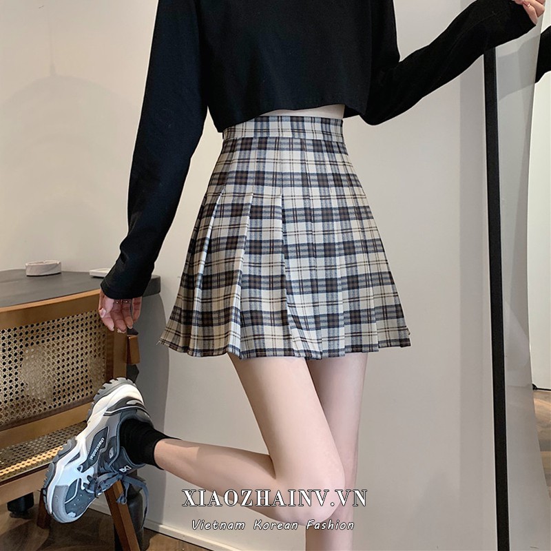 Chân Váy Ngắn Xiaozhainv Dáng Chữ A Lưng Cao Kẻ Sọc Kiểu Vintage Xinh Xắn Cho Nữ | BigBuy360 - bigbuy360.vn
