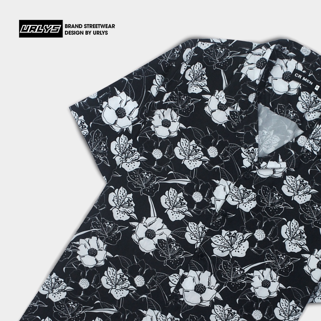 Áo sơ mi tay ngắn nam nữ URLYS form rộng sơ mi họa tiết tay lỡ cổ vest unisex ulzzang hoa trắng 640