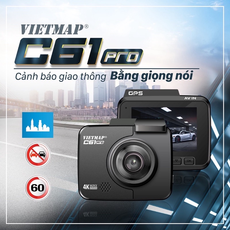 VIETMAP C61 (pro) - Camera hành trình 4K Cảnh Báo Giao Thông Giọng Nói - HÀNG CHÍNH HÃNG