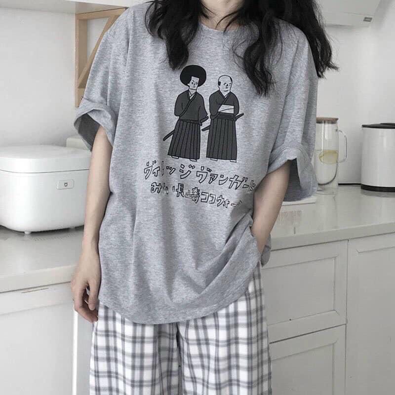 Set Bộ Unisex Họa Tiết Samurai - Mix Cùng Quần Kẻ Caro Ống Rộng Dáng Suông Chất Liệu Co Giãn (Có Bán Lẻ) | BigBuy360 - bigbuy360.vn