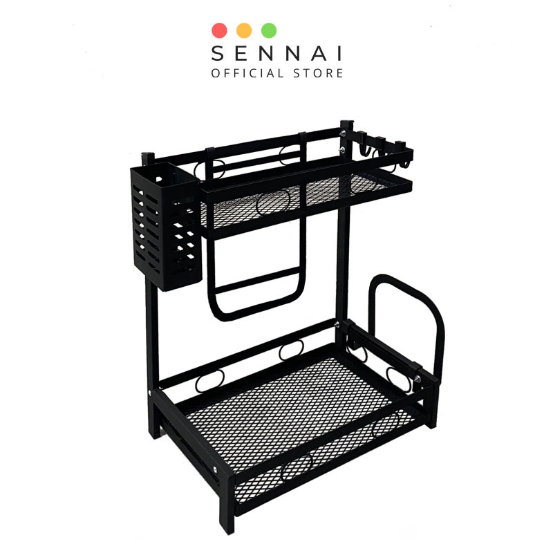 Kệ Gia Vị Đa Năng Nhà Bếp 2 Tầng SenNai Thép Cacbon Sơn Tĩnh Điện Cao Cấp KGV2T