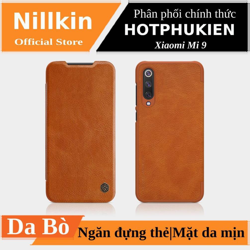 [BH 1 ĐỔI 1] Bao Da Da Bò Cho Xiaomi Mi 9 hiệu Nillkin Qin Có Ngăn Đựng Thẻ - Hàng Chính Hãng