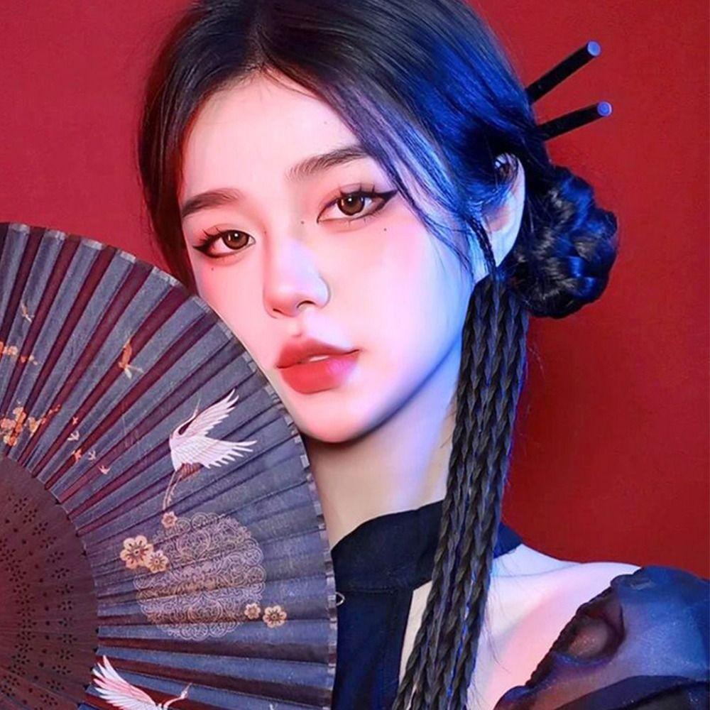 ANEMONE Dây Buộc Tóc Co Giãn Đính Tóc Giả Phong Cách Trung Hoa
